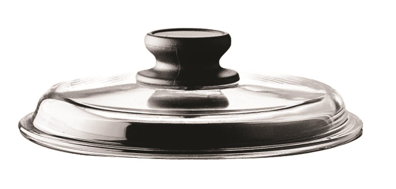 Coperchio vetro borosilicato con pomolo Bakelite di Risolì, diam.24cm
