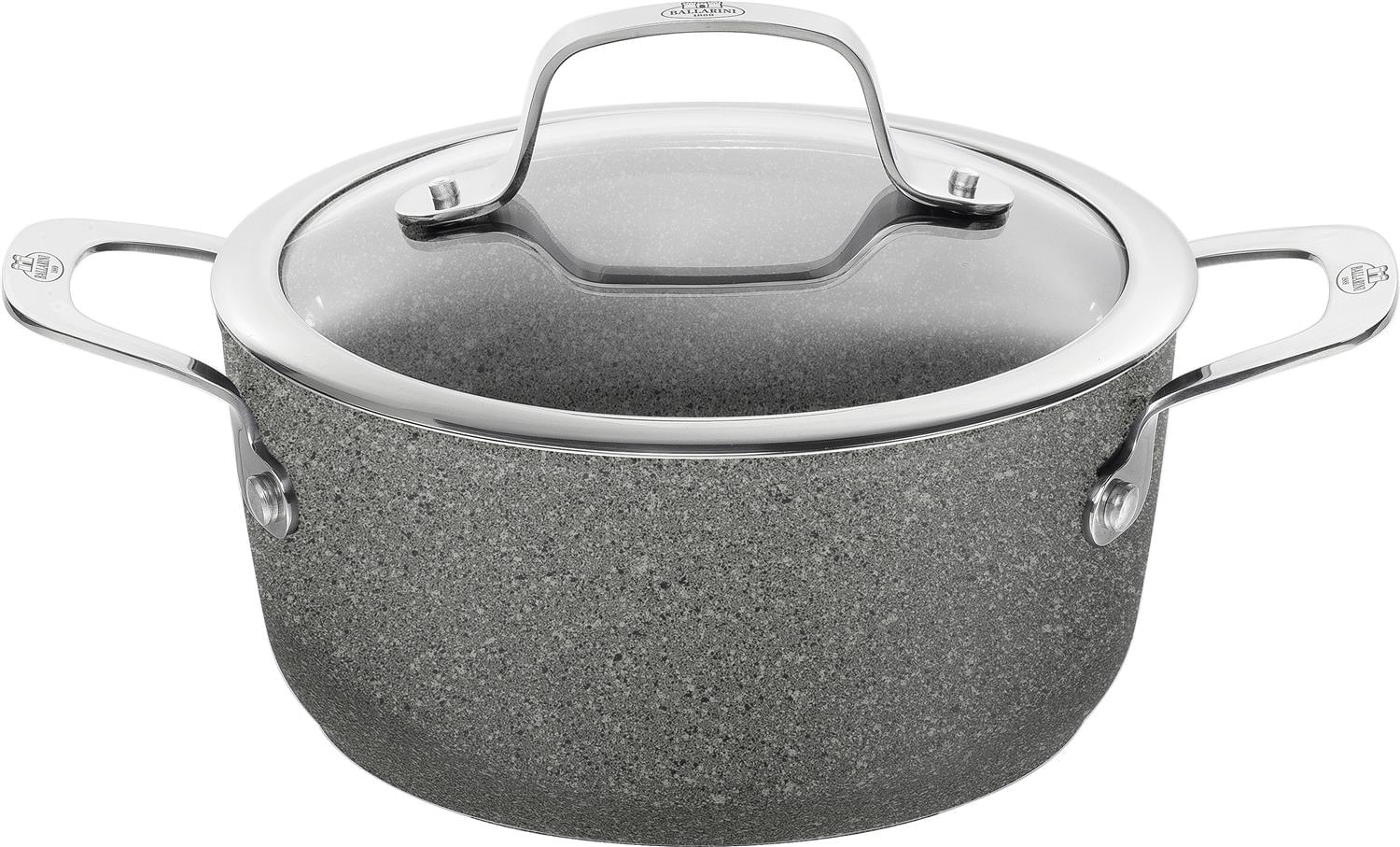 High saucepan in non-stick aluminum for induction with handles and lid from the Salina line, diam. 24cm