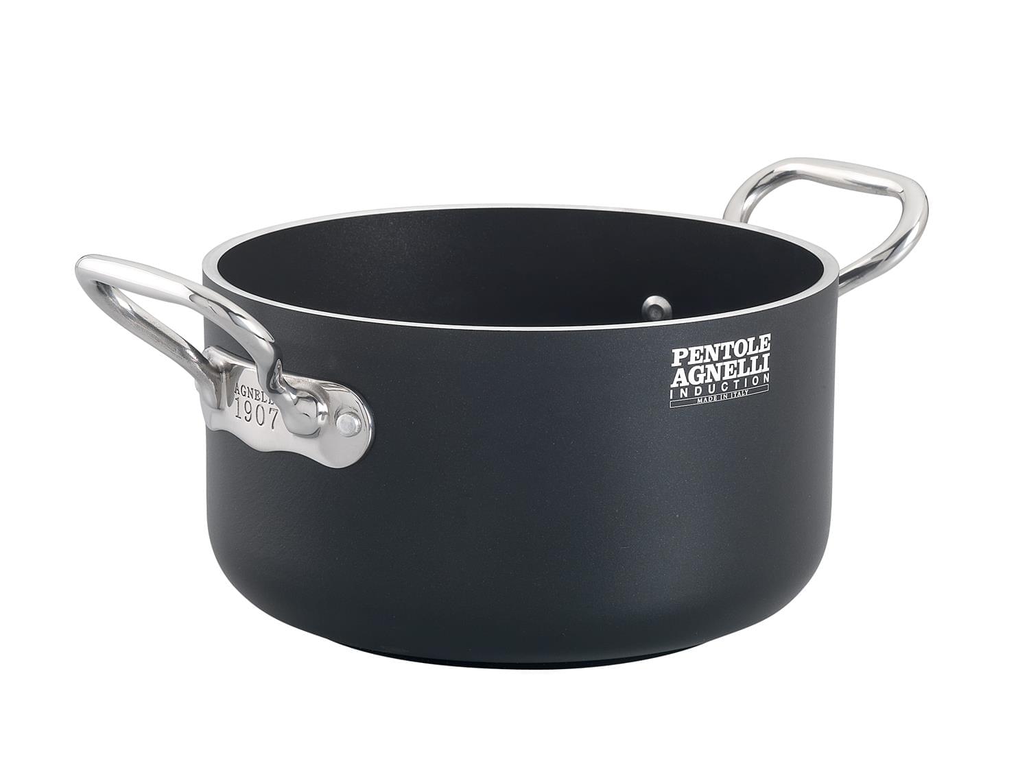 Agnelli Al-Black Aluminum 3mm Nonstick Saucepan With Stainless Steel R –  AgnelliUSAShop