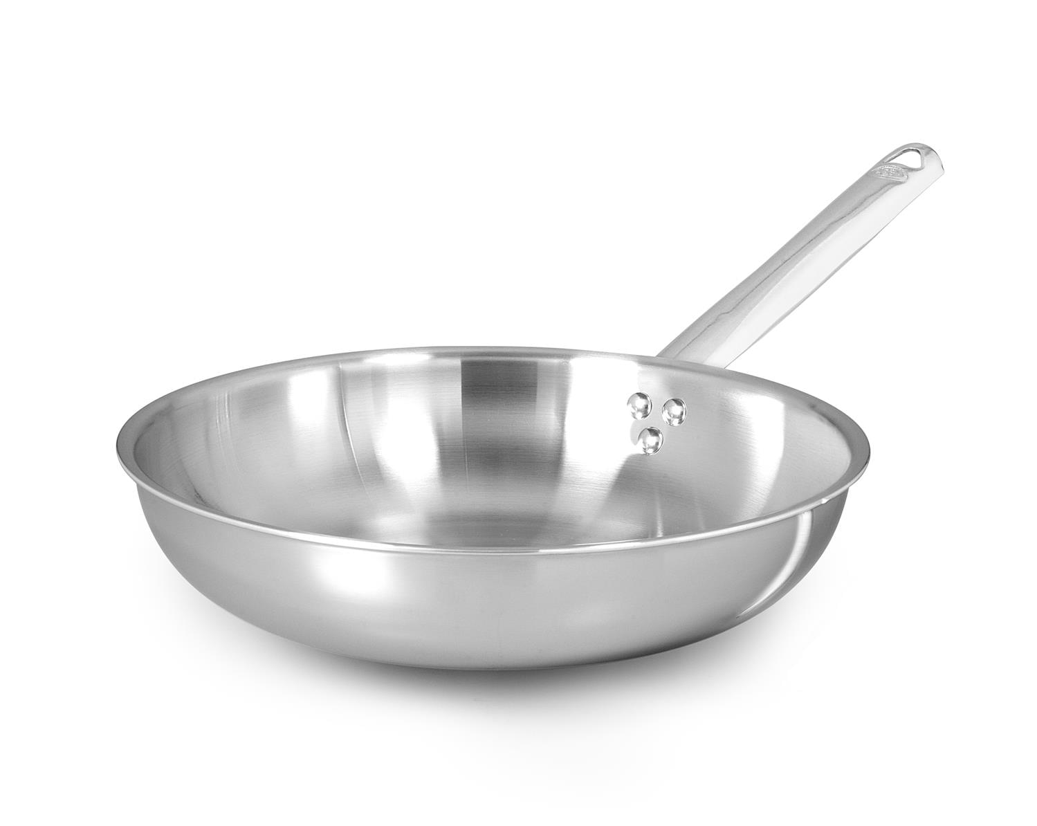 Flared pan in alu-stainless steel for induction, one handle, diam. 24cm