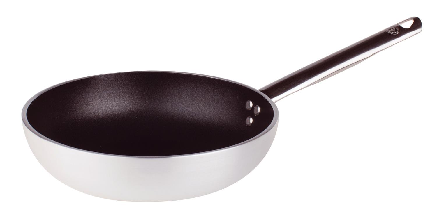 High flared pan for sautéing in non-stick aluminum 5mm with handle, diam. 24cm