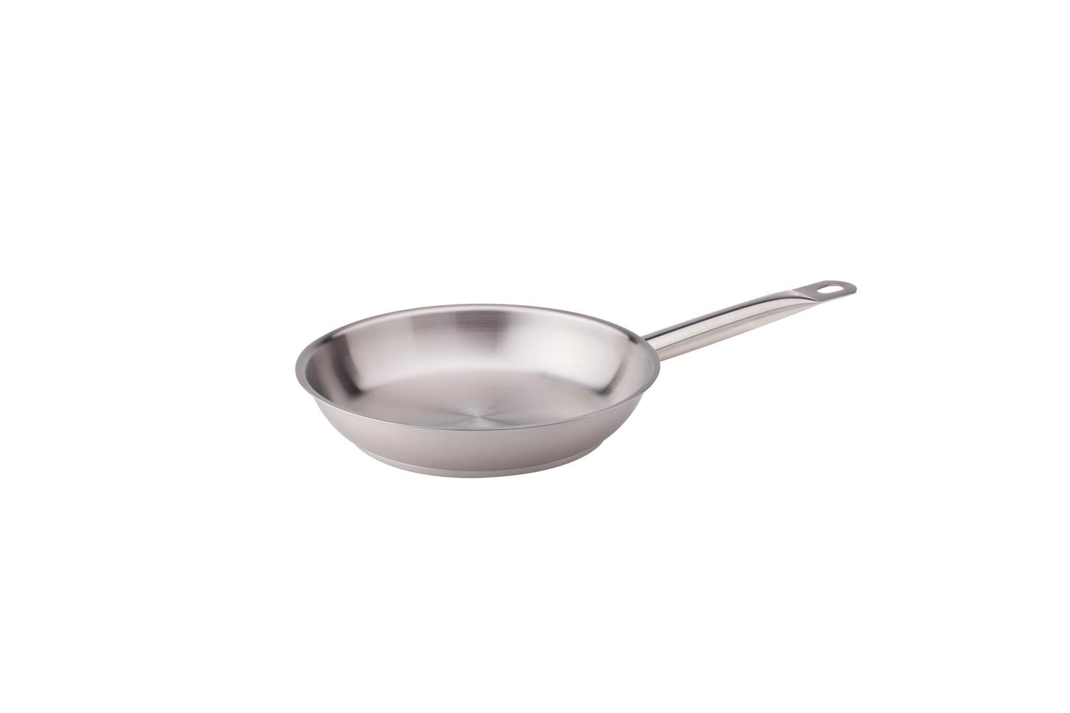 Padella in acciaio inox per induzione con manico tubolare inox, diam. 28cm