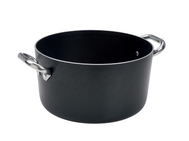 High Casserole AlBlack in non-stick aluminum 3mm, two handles, diam. 24cm