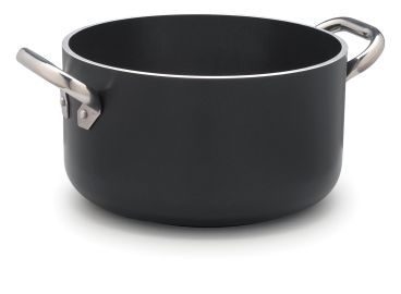 Casseruola Alta AlBlack in alluminio antiaderente 5mm, per induzione, due maniglie, diam. 28cm
