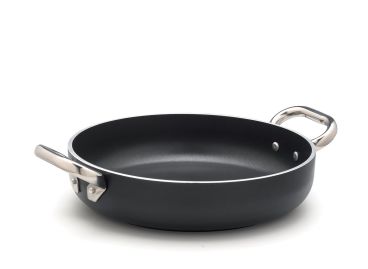 AlBlack pan in non-stick aluminum 5mm, for induction, two handles, diam. 24cm