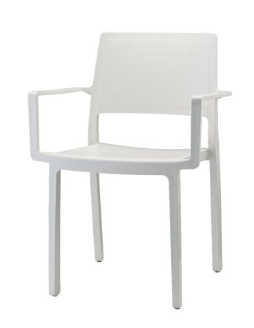 Set of 4 Kate Outdoor Chairs with Armrests, Linen Color - SCAB