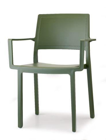 Set of 4 Kate Outdoor Chairs with Armrests, Olive Green - SCAB