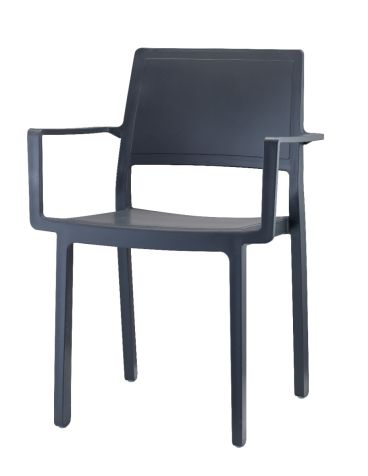 Set of 4 Kate Outdoor Chairs with Armrests, Anthracite Color - SCAB