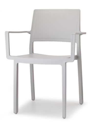 Kate Outdoor Chair Set with Armrests, 4 Pieces, Light Grey - SCAB