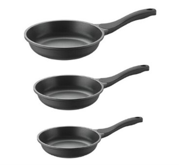 Tris di padelle in alluminio antiaderente per induzione, linea Pro, diam. 20-24-28cm