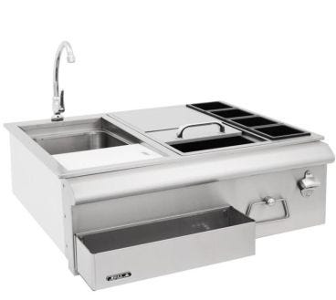 Built-in bar module 76cm Icebox, container trays, bottle support and Bull sink