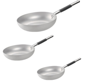 Batteria Padelle Svasate Alte in alluminio 3mm per induzione di Pentole Agnelli, diam. 24/28/32cm