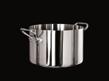 Casseruola Alta Alu-inox 1907 3ply lucido,per induzione con due maniglie, diam. 28cm