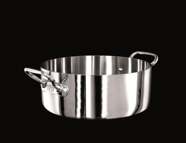 Casseruola Bassa Alu-inox 1907 3ply lucido, per induzione con due maniglie, diam. 36cm
