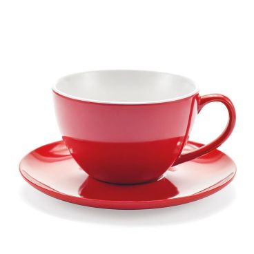 Melamine cups and saucers, Jumbo Mug Line, red, dim. 12.5x8cm - 6 pieces