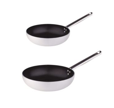 Bis di Padelle Svasate Alte in alluminio antiaderente 3mm di Pentole Agnelli, diam. 24/28cm
