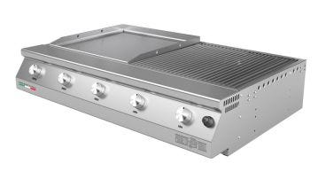 Barbecue a gas Fry Top 1000 5 fuochi da appoggio Pianeta Grill, con piastra teppanyaki  e griglie 