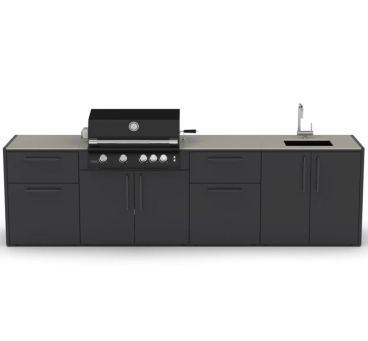 Cucina da esterno con barbecue e lavello, 320cm Brabura 
