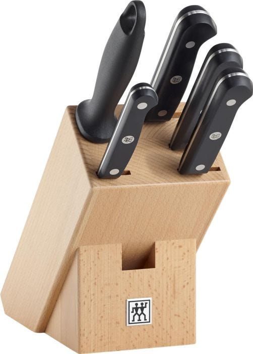 Ceppo di coltelli in legno naturale 5 pezzi serie Gourmet di Zwilling