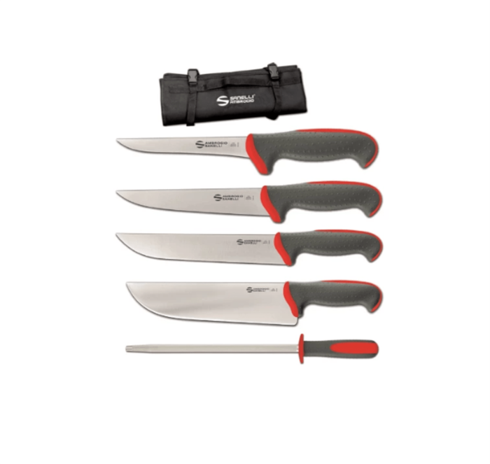 Set Macellaio di coltelli linea Tecna con acciaino Supra e rotolo per  coltelli vuoto, 6 pezzi