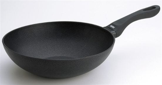 Wok antiaderente per induzione con manico bakelite ergonomico effetto soft touch, diam. 28cm