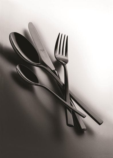 Cutlery set in stainless steel and titanium Atena Oro Nero line 24 pieces