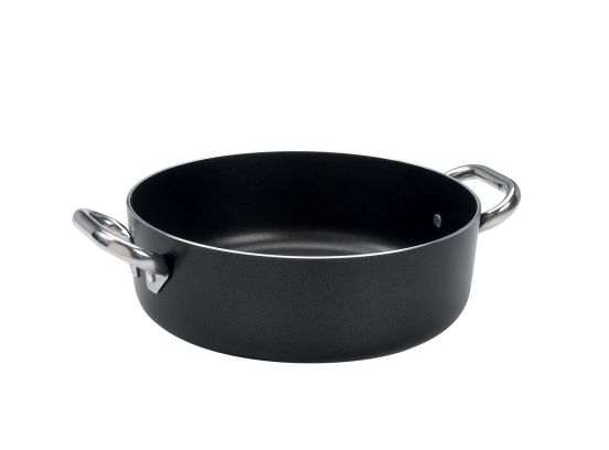 Casseruola Bassa AlBlack in alluminio antiaderente 3mm con due maniglie, diam. 24cm