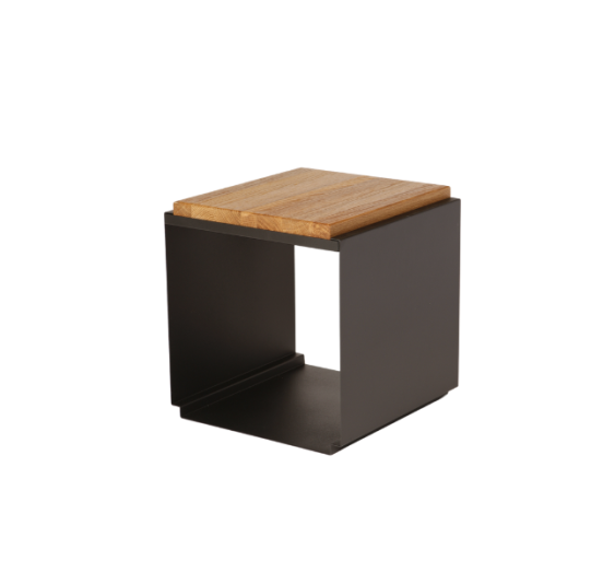 Black stool with wooden seat, Onfire