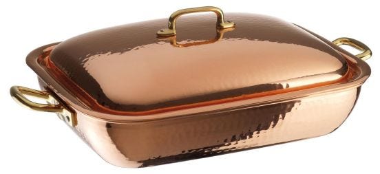 Rectangular pan with copper lid Series 15300, 36x28cm
