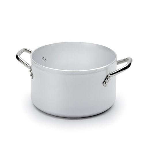 High saucepan in aluminum with two handles in stainless steel, thickness 3 mm, diam. 55cm