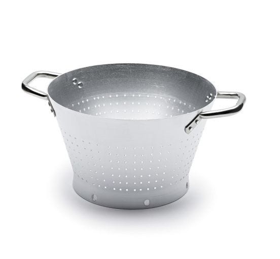 Colapasta conico in alluminio con due maniglie in acciaio Inox