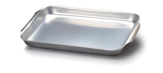 Rostiera rettangolare basso in alluminio con maniglie fisse, dim.55x36cm