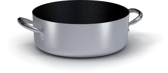 Low saucepan in non-stick aluminum with two stainless steel handles, diam. 40cm