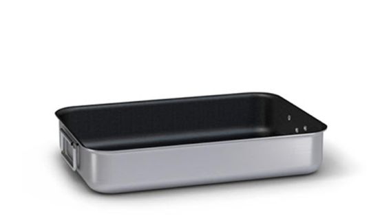 Heavy roasting pan in aluminum with jointed handles in stainless steel, thickness 3 mm, dim.30x22cm