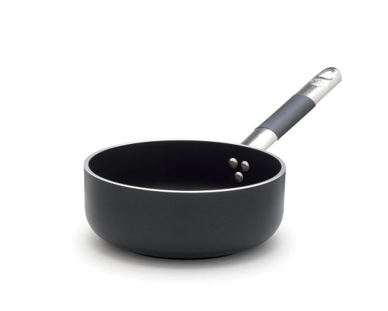 Low Casserole AlBlack in non-stick aluminum 5mm, for induction with &quot;cool&quot; handle, diam. 24cm