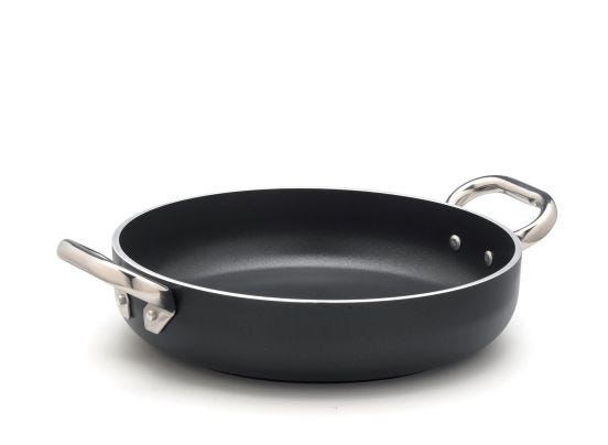 Tegame AlBlack in alluminio antiaderente 5mm, per induzione, due maniglie, diam. 24cm