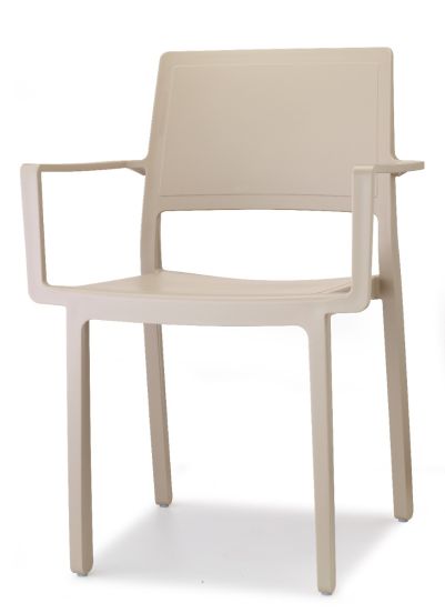 Set di Sedie da Esterno con braccioli modello Kate, 4 pezzi, colore Tortora - SCAB