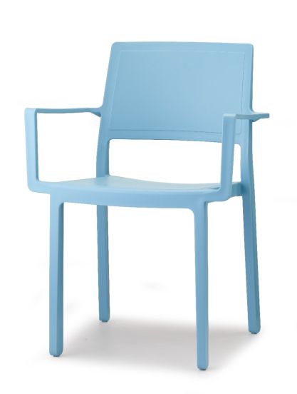 Set di Sedie da Esterno con braccioli modello Kate, 4 pezzi, colore Azzurro - SCAB