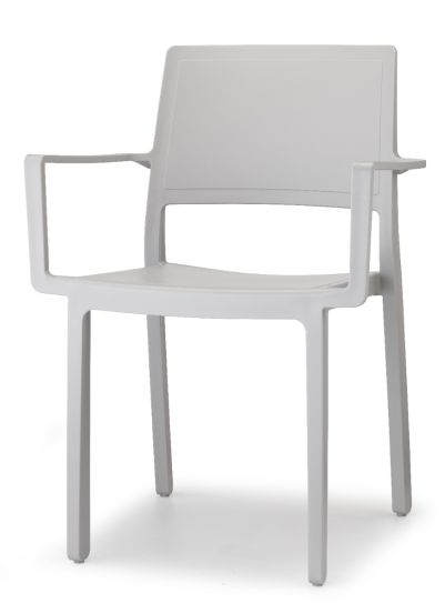 Set di Sedie da Esterno con braccioli modello Kate, 4 pezzi, colore Grigio Chiaro - SCAB