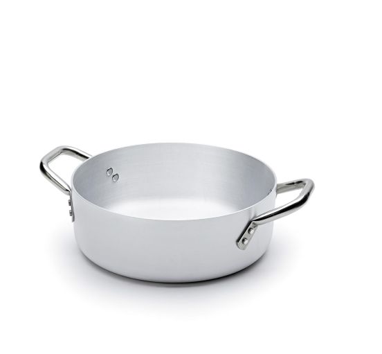Casseruola Bassa in Alluminio per induzione con due maniglie in acciaio inox, spessore 3 mm, diam. 28cm