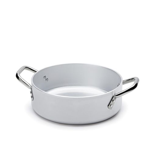 Casseruola bassa in alluminio con due maniglie in acciaio inox, spessore 5 mm, diam. 20cm