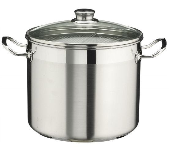 High saucepan in stainless steel for induction with two colander sectors, Professional model, diam. 24cm