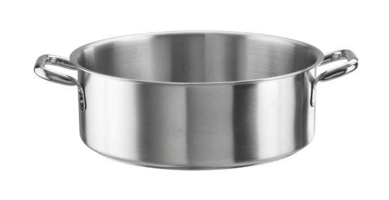 Casseruola bassa in acciaio inox per induzione con due maniglie, diam. 40cm