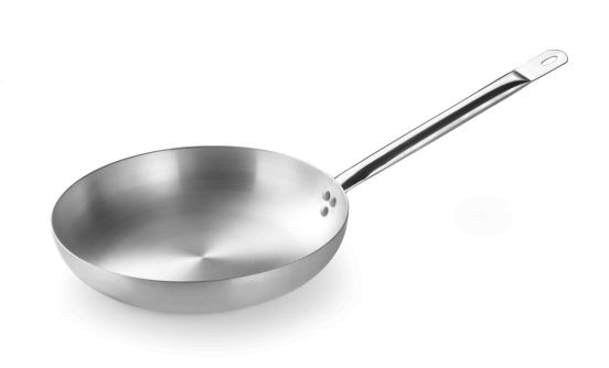 Low flared pan in aluminum with stainless steel handle, diam. 28cm