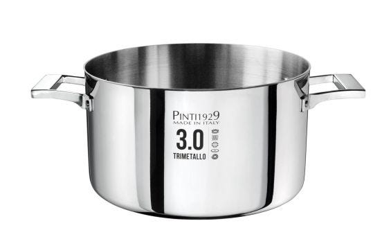 High saucepan in trilaminate for induction with two handles, line 3.0, diam. 28cm