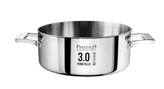 Low saucepan in trilaminate for induction with two handles, line 3.0, diam. 24cm