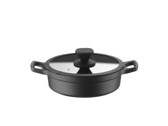 Low saucepan with glass lid for induction, Pro line, diam.28cm