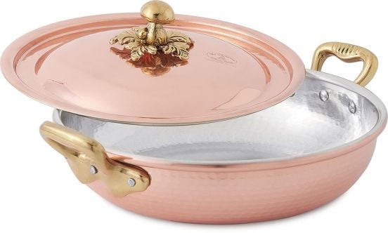 Tegame alto rotondo in rame con coperchio linea Michael&#039;s Range, diam. 24 cm