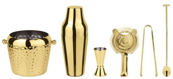Mixology set for bartenders Ice gold Paderno, 6 pieces