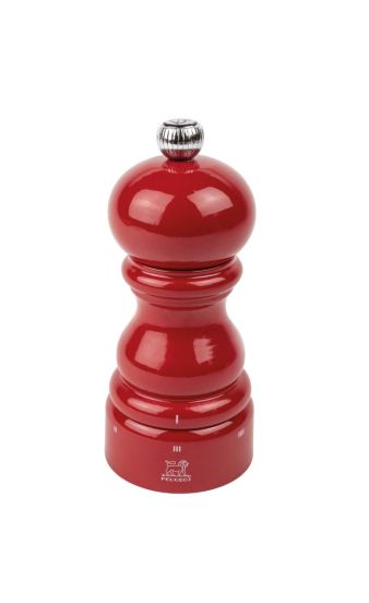 Red wooden pepper mill, H 12cm